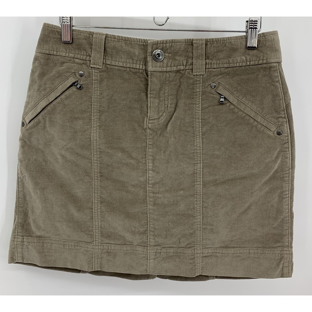 Athleta Roseville Women's Skirt Taupe Velour Velvet Size 4 Pockets